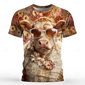 Hombre Animal Gracioso Camiseta Manga Corta Camiseta Impresión 3D Cuello Barco Camisa Exagerado Design Fiesta Festivos Azul Piscina Marrón Oscuro Rosa Verano Primavera Ropa S M L XL XXL XXXL