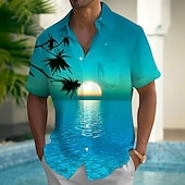 economico Piante tropicali-Per uomo Albero di Cocco Paesaggio Camicia hawaiana estiva Camicia con Bottoni Camicia Aloha Manica Corta Hawaiano Casuale Vacanza Estate Primavera Collo ripiegato Stampa 3D camicie con colletto Una