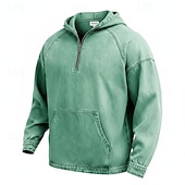 Недорогие мужские базовые толстовки-Муж. Толстовка Толстовка с капюшоном и пуловером Толстовка с капюшоном на молнии Синий Абрикосовый Розовый Военно-зеленный Темно синий Капюшон Полотняное плетение Пэчворк Карман кенгуру