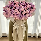 levne Deky a přehozy-Valentýnská gradientní deka s kyticí konvalinek, ručně vyráběný přehoz s umělými květinami, deka na spaní, uměle tkaný přehoz, perfektní dárek pro blízké