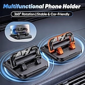 billige Lagringsstativ-2-i-1 360° roterbar biltelefonholder med parkeringsnummerplate - sammenleggbar, justerbar sklisikker base, dashbord-/nakkestøttefeste, kompatibel med de fleste kjøretøy, biltelefonholder, biltilbehør