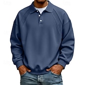 preiswerte Klassisches Poloshirt für Herren-Herren Polo Poloshirts Lässig Straße Revers Langarm Basic Modern Einfach Knöpfe Frühling Herbst Normale Passform Blau Schwarz Weiß Hellgrün Rote Marineblau Polo