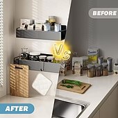 Недорогие Стойки для хранения-2 магнитных органайзера для холодильника с 4 съемными крючками, магнитная полка для хранения без сверления, боковая полка для хранения на холодильнике, компактные аксессуары для кухни и ванной,