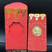 levne Event &amp; Party Supplies-5 ks pamětních mincí k roku 2026 (náhodný styl) 100 juanů, červené obálky, zlatá fólie, čínský Nový rok, štěstí, peněžní tašky, kulturní zboží