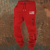 abordables Carga-Hombre Pantalones cargo Pantalones de Deporte Persona que practica jogging Pantalones Correa Bolsillo Cintura elástica Bandera estadounidense de los Estados Unidos Comodidad Transpirable Casual