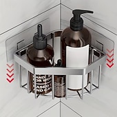 billige Reisevesker og håndbagasje-Plassbesparende kjøkkenvaskorganisator, kraftig trekantet avløpsstativ med svampholder, oppvaskstativ og skjærebrettspor, veggfeste, rustfritt stål, slitesterk konstruksjon, enkel å rengjøre, moderne