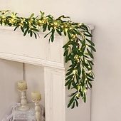 cheap Battery &amp; USB Indoor Lights-Eucalyptus leaves, olive leaves, simulated leaves, rattan strips, light string, 1.8M-96Leds, AAA waterproof timed battery box, holiday wedding party, indoor and outdoor atmosphere decoration props