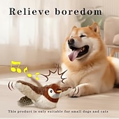 abordables Fournitures pour la maison-Jouet oiseau couineur rechargeable pour chats &amp;Chiens - jouet interactif pour animaux de compagnie, conçu avec des plumes artificielles résistantes, un effet sonore réaliste et rechargeable par USB.