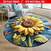 ieftine Covorase de zonă-Covor de zonă cu imprimeu plat 2D, seria floarea-soarelui, covor din catifea cristalină pentru sufragerie, canapea, masă de cafea, dormitor, noptieră, dressing, husă decorativă moale pentru podea