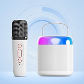cheap Speakers-Karaoke Machine with Two Microphones An Ambient Light A 1200mAh Lithium Battery 1-10W Output Power and A Battery Life of Approximately 8-10 Hours A Portable Speaker Valentine's Day Gift