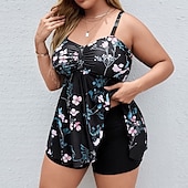 abordables Surfing Tankinis &amp; Bikinis-Mujer Traje de baño 2 Piezas Trajes de baño Floral Tropical Escote en V Elástico Sin Mangas Bañadores Surf Playa Vocación Verano