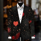 economico Blazer Stampati da Uomo-San Valentino Per uomo Cuore Giacca blazer Cappotto Di tendenza Confortevole Traspirante Artistico Casual Quotidiano Abbigliamento da sera Festival Stampa 3D Bottoni Multi-tasche Tutte le stagioni