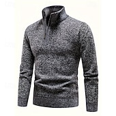 economico maglione pullover da uomo-Per uomo Felpa Maglioni con zip a un quarto Maglione a maglia Maglione lavorato a maglia A Coste Maglia Top Regolari Lavorato a maglia Pile Semplice Zip a un quarto Moda Streetwear Casuale