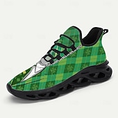  Baskets pour hommes pour la Saint-Patrick – motif trèfle vert et losanges amusant, légères, idéales pour les célébrations et les fêtes.