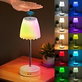 tanie Lampy stołowe-Lampka nocna reagująca na gesty, z regulowanym na wysokość drążkiem, zmieniająca 7 kolorów &amp;Lampa stołowa z 3 trybami RGB i bezdotykowym sterowaniem gestami, bezstopniowo ściemnialna lampka nocna do