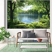 economico Arazzi da parete-arazzo Striscioni Coperta Lago 森林 3D Camera da letto Soggiorno Dormitorio Stanza per adolescenti Dormitorio universitario Portico a muro Arredamento per la casa