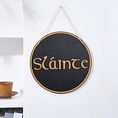  Día de San Patricio Cartel Colgante de Madera Sláinte Decoración de Pared de Pub Irlandés Placa Redonda Decoración Rústica para Bar y Sala de Juegos en Casa