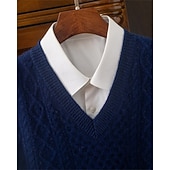 preiswerte Wollpullover für Herren-Herren Pullunder Kleid Pullover Pullover Weste Strickpullover Gerippt Stricken Normale Oberteile Gestrickt Einfach V Ausschnitt Mode Streetwear Geschäft Urlaub Bekleidung Ärmellos Herbst Winter