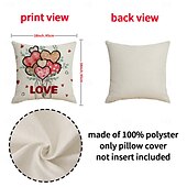 cheap Throw Pillows,Inserts &amp; Covers-Valentine's Day Throw Pillow Cover, Red Heart Balloon Decorative Cushion, Romantic Atmosphere Pillow for Sofa, Living Room, Bedroom, Cozy Holiday Accent