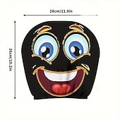 cheap Slipcovers-2pcs Cartoon Big-Eyed Face Printed Car Headrest Covers, Interior Decoration, Universal Fit, Washable, Easy to Install, Suitable for Long Trips Or Road Trips, Perfect Quirky Car Decoration