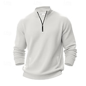billiga Basic sweatshirts-Herr Tröja Kvartströja med dragkedja Svart Ljusgrå Halv dragkedja Slät Ledigt Dagligen Sport &amp; Utomhus Streetwear Grundläggande Höst Vinter Kläder Pull Tröjor Långärmad