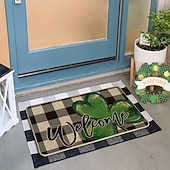 billige Dørmatter-Dørmatte til St. Patricks dag, irsk firkløverdesign, gulvmatte til inngangsparti, festlig grønt kløverdørteppe til St. Patricks dag-feiring.