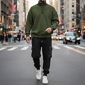 abordables Survêtements de base-Homme Sweat-shirt Ensemble Survetement Sweat à capuche gaufré Ensemble de tenues Col montant Quotidien Extérieur Sports Jacquard Cordon de serrage Boutonner Bloc de Couleur Rouge vin Tenues de Sport