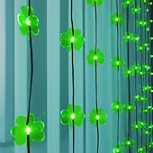 billige USB-drevet-Irsk kløverlignende gardinlyslenke til St. Patricks dag, 3 m bredde, grønt lys, USB-drevet, 8 funksjoner med fjernkontroll, innendørs soverom, stue, balkong, festdekorasjon