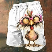 Per uomo Animale Novità Frizzle Chickens Costumi da bagno Pantaloncini da mare Pantaloncini da Surf Misura del girovita medio Divertente All'aperto Vacanza Tasche Laterali fodera in rete Coulisse