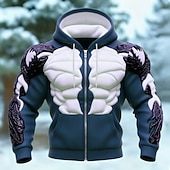 economico Pattern 3D-Per uomo Muscolo Illusione ottica Felpa con Cappuccio Giacca di pelle Felpa Vichingo 3D Fantasia Stampa su tutta la superficie Manica Lunga Con cerniera Abbigliamento casual alla moda Vacanza Uscire