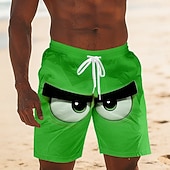  Per uomo Illusione ottica Fantasia "Cartone 3D" Grandi occhi Costumi da bagno Pantaloncini da mare Pantaloncini da Surf Misura del girovita medio Divertente Camicia hawaiana Vacanza al Mare Tasche