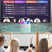 cheap Speakers-Karaoke Machine with Two Microphones An Ambient Light A 1200mAh Lithium Battery 1-10W Output Power and A Battery Life of Approximately 8-10 Hours A Portable Speaker Valentine's Day Gift