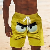  Per uomo Illusione ottica Fantasia "Cartone 3D" Volto umano Costumi da bagno Pantaloncini da mare Pantaloncini da Surf Misura del girovita medio Divertente Camicia hawaiana Vacanza al Mare Tasche
