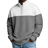  Per uomo Blocco di colori Polo con zip Manica Lunga Magliette polo Colletto alla coreana Casual Scuola Athleisure Ferie Abbigliamento quotidiano Stampa 3D Polo con cerniera a un quarto Primavera