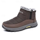 cheap Winter &amp; Snow Boots-Men's Brown Winter Boots with Fleece Lining, Insulated and Waterproof Shoes for Cold Weather, Ideal for Hiking, Outdoor Adventures and Winter Activities