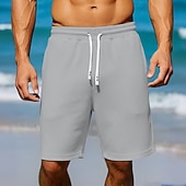 baratos Calções Estilo Casual-Homens Waffle Calção Shorts de verão Shorts de praia Com Cordão Cintura elástica Côr Sólida Conforto Comprimento do joelho Diário Ao ar livre Streetwear Férias Moda Azul Marinha Cáqui Micro-Elástica
