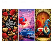 זול שטיחי חופשה-כיסוי לדלת ליום האהבה, דגל חגיגת לב, מושלם לאביזרי צילום, קישוט חגיגי, אידיאלי ליצירת אווירת יום האהבה רומנטית ועיצוב פתח דלת