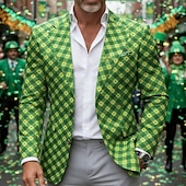 Недорогие Мужские Классические Пиджаки-Муж. Блейзер Бизнес Офис Для вечеринок Мода День Св.Патрика Осень Зима Хлопок Трилистник Геометрия Рисунок Однобортный крой Блейзер Зеленый