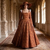 cheap Dresses-Rococo Victorian Renaissance Dress Ball Gown Princess Queen Fancy Dress Women's Halloween Carnival Performance LARP Ren Faire Adults' Dress