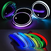 billiga Hängen och dekor till bilen-LED neon mugghållare för bil - 7 färger växlande ljusplatta USB-laddningsbar lämplig för hemmafester och lysande dekoration i fordonsinredning.