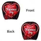 cheap Slipcovers-2pcs Cute Flower Love Heart Print Headrest Covers, Valentine's Day Heart-Eyed Girl Car Headrest Protector, Interior Decor, No Filling, Easy to Install and Wash, Suitable for Long-Distance Travel Naps