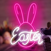 Недорогие Пасхальные огни-Неоновые вывески в виде пасхальных яиц и кроликов, светящиеся, с регулировкой яркости, питанием от USB, разноцветные неоновые светильники для дома, гостиной, спальни, вечеринки, украшения стен,