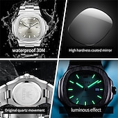 Недорогие Кварцевые часы-Новые бизнес-часы Olevs украшены светящимися элементами и календарем квадратный наутилус водонепроницаемые спортивные модные и повседневные кварцевые наручные часы