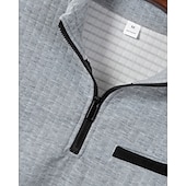 baratos Polo Clássico Masculino-Homens Camisas Polo Waffle Pólo Férias Rua Quarter Zip Manga Longa Moda Básico Bloco de cor Patchwork 2 Peças Primavera Outono Normal Branco Camisas Polo Waffle