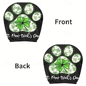 baratos Capas de Sofa-2 capas de encosto de cabeça para carro com trevo verde | compatíveis com todos os veículos, pretas &amp;Adesivo para carro com estampa de trevo verde, design plano 2D, poliéster, fácil instalação -