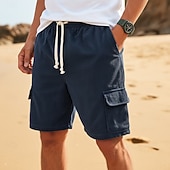 billige Hverdagsshorts-Herre Cargoshorts Sommershorts Strandshorts Casual shorts Corduroy shorts Snorer Elastisk midje Helfarge Komfort Knelengde Daglig utendørs Gateklær Ferie Mote Navyblå Kakifarget Mikroelastisk