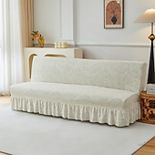 halpa Futon sohva kansi-2 eri kokoa hameen helmatyylinen jacquard-kangas käsinojaton vuodesohvan päällinen sohvan uudenvuoden koristepäälliset joustava suoja joustava penkin päällinen
