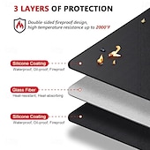  tappeto per barbecue, tappetino per griglia, tappetino per braciere rotondo e rettangolare, tappetino per griglia per barbecue in silicone a 3 strati, protezione ignifuga per terrazza e patio, per