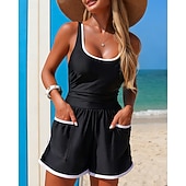 Χαμηλού Κόστους Rash Guards One Pieces-Γυναικεία Μαγιό Ολόσωμα κομμάτια Ψηλόμεσο μαγιό με ρουχισμό Μονόχρωμο Ελαστικό Αμάνικο Μαγιό Σέρφινγκ Ψαροντούφεκο Κολύμβηση Καλοκαίρι