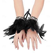 abordables Accesorios-Carnaval 2026 Accesorios de Samba del Carnaval de Río Puños de Plumas para Mujeres Puños de Lentejuelas Brillantes con Plumas de Varios Colores para Danza en Brasil
